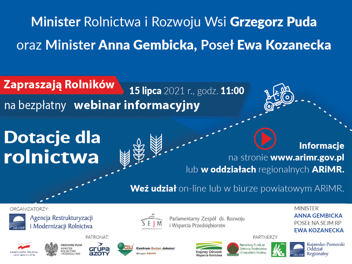 Webinar dla Rolników 15.07.2021 woj. kujawsko pomorskie