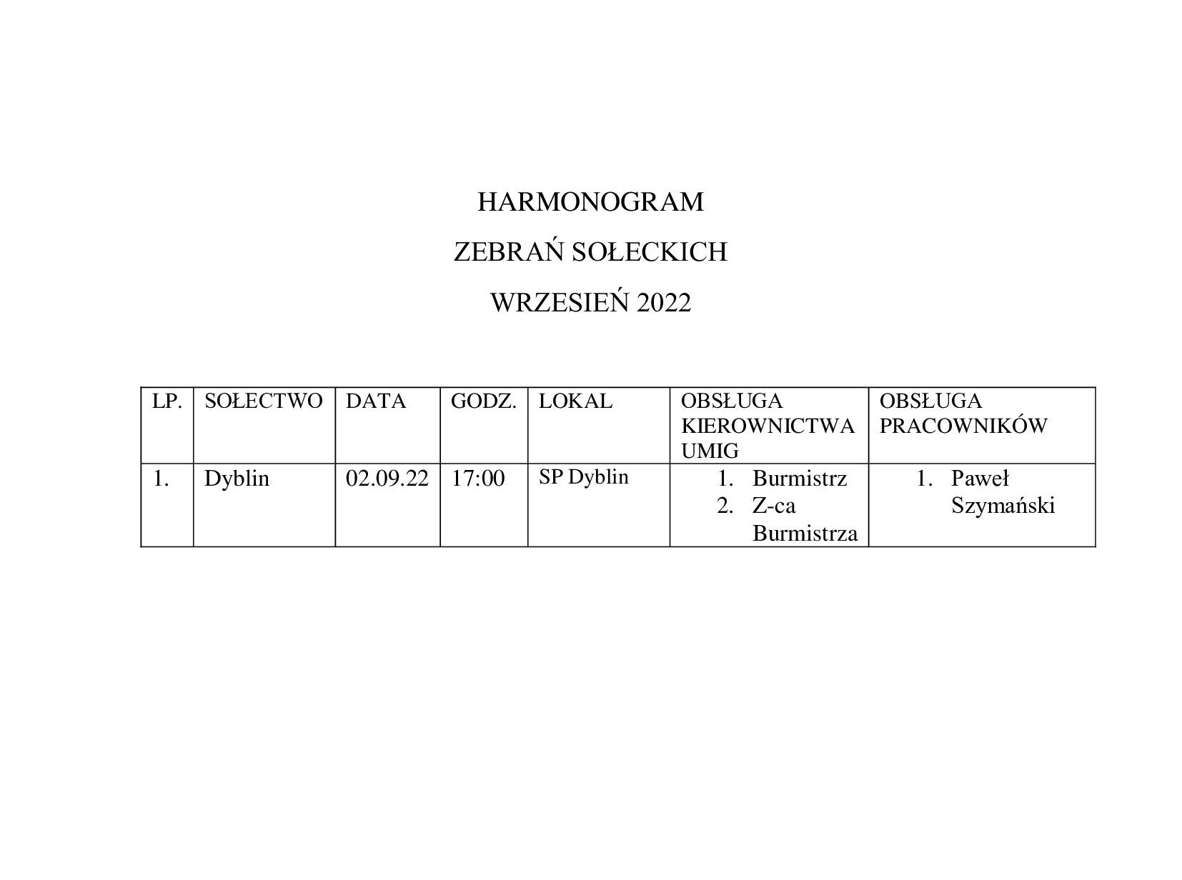 HARMONOGRAM WRZESIEŃ 2022 C